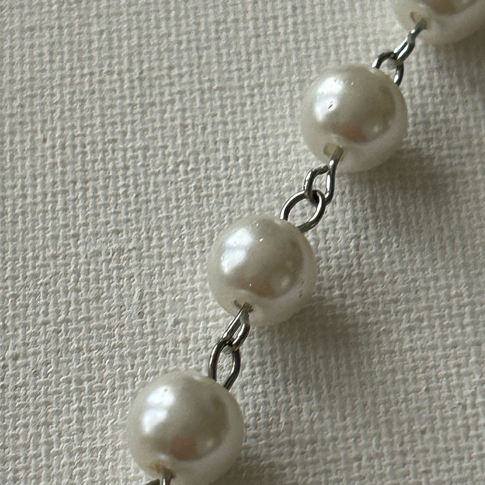 Glass pearls Elegant Silver Heart Pendant Necklace - Picture 6 of 8